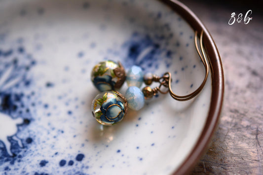 Handmade, Nickel + Lead Free Vintaj Brass, Czech Glass, Tensha Beads, Vintage Inspired Earrings