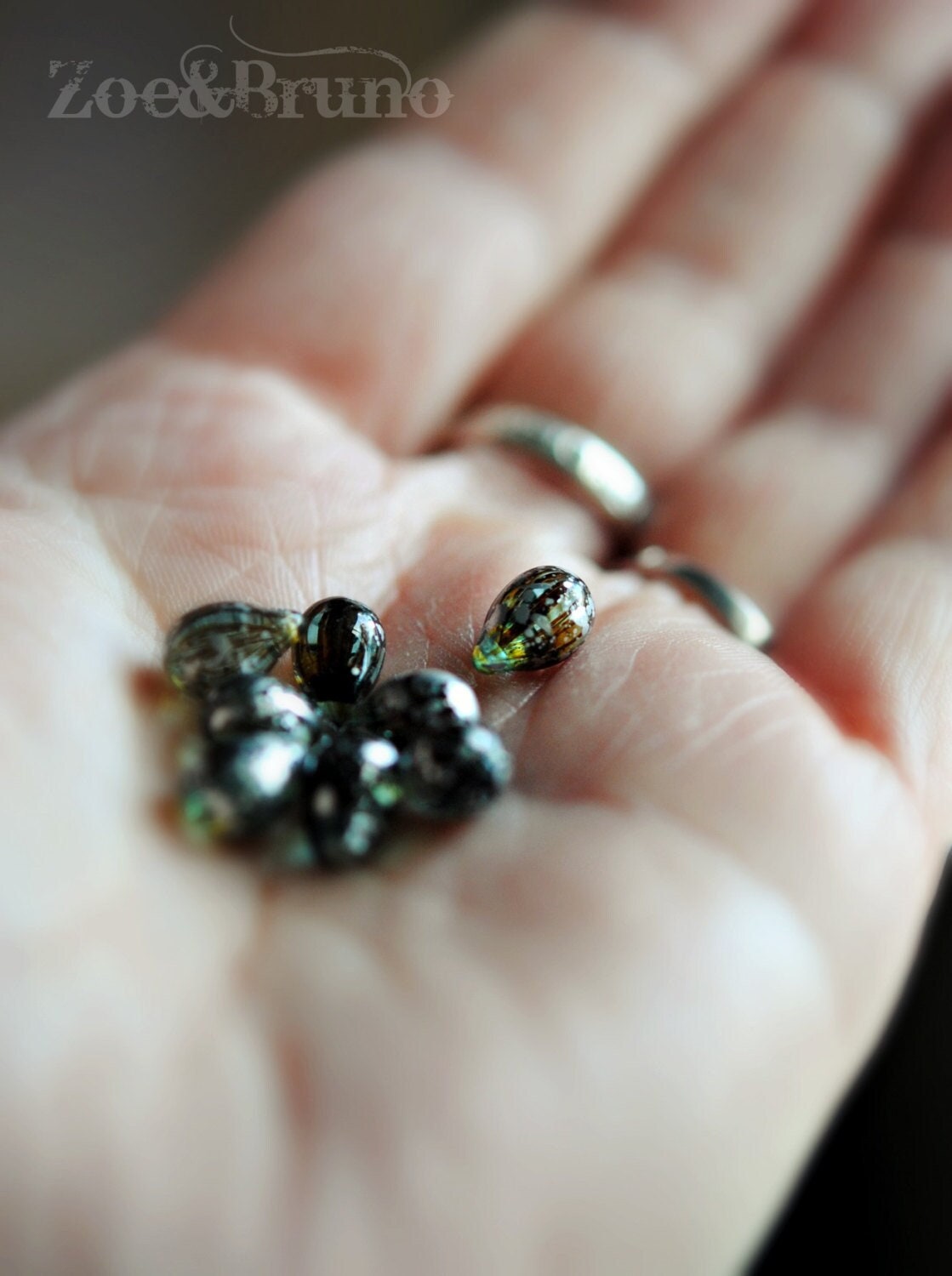 15 Translucent Aqua, Green, Metallic Silver Finish, Premium Czech Glass, Teardrop Beads 6x9mm