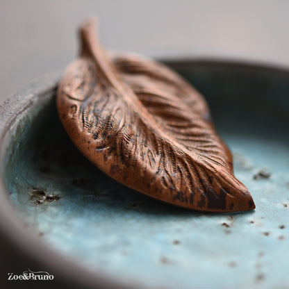 1 Vintaj Brass, Solid Copper, Mission Leaf Pendant 54x32.5mm