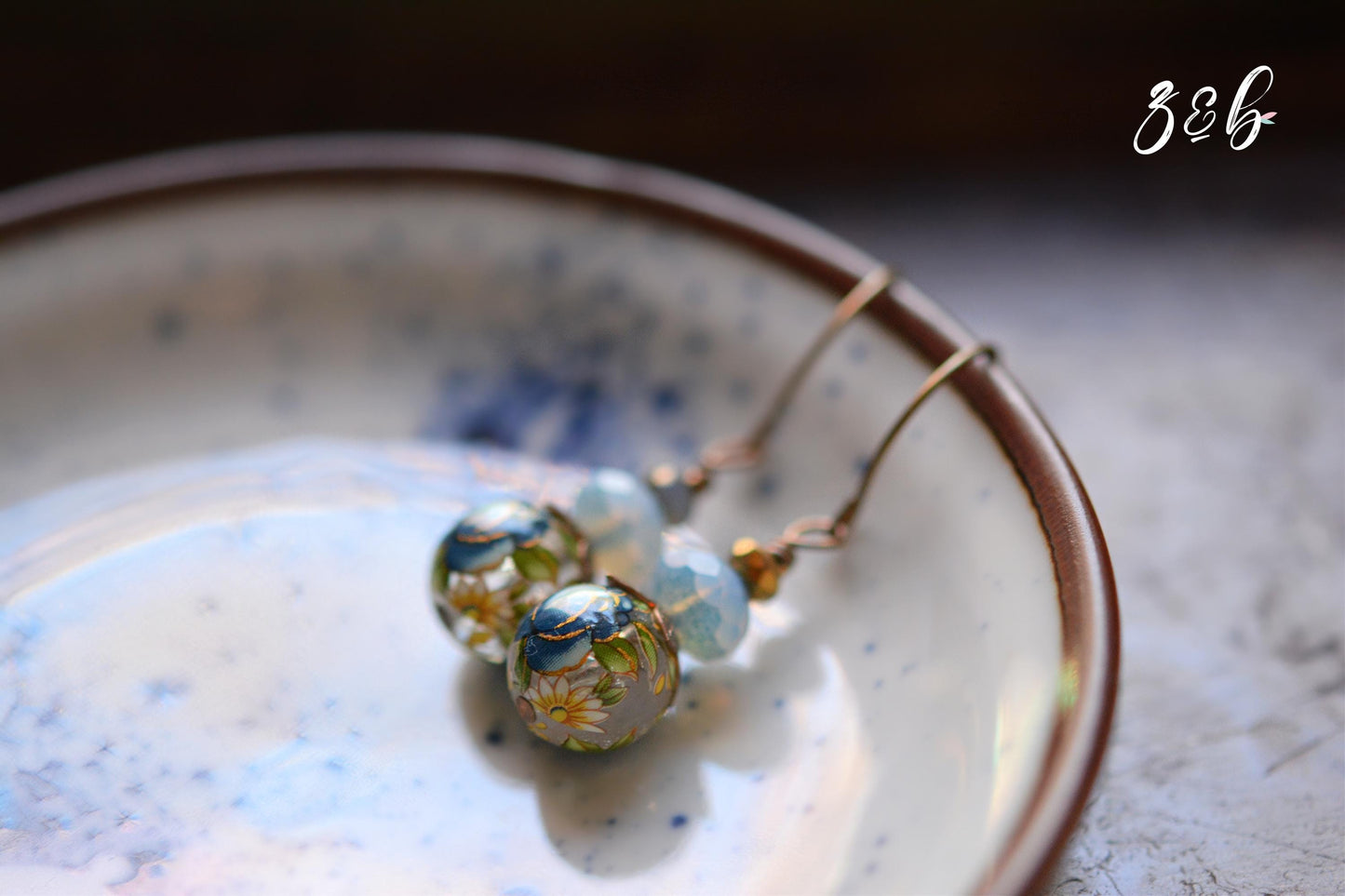 Handmade, Nickel + Lead Free Vintaj Brass, Czech Glass, Tensha Beads, Vintage Inspired Earrings