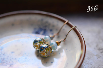 Handmade, Nickel + Lead Free Vintaj Brass, Czech Glass, Tensha Beads, Vintage Inspired Earrings