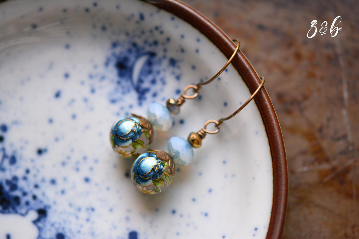 Handmade, Nickel + Lead Free Vintaj Brass, Czech Glass, Tensha Beads, Vintage Inspired Earrings