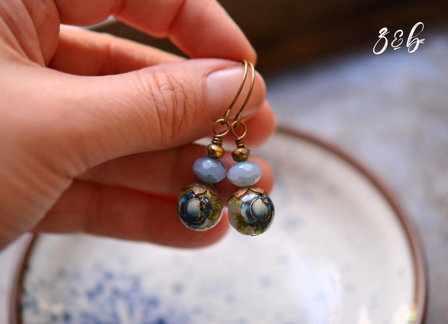 Handmade, Nickel + Lead Free Vintaj Brass, Czech Glass, Tensha Beads, Vintage Inspired Earrings